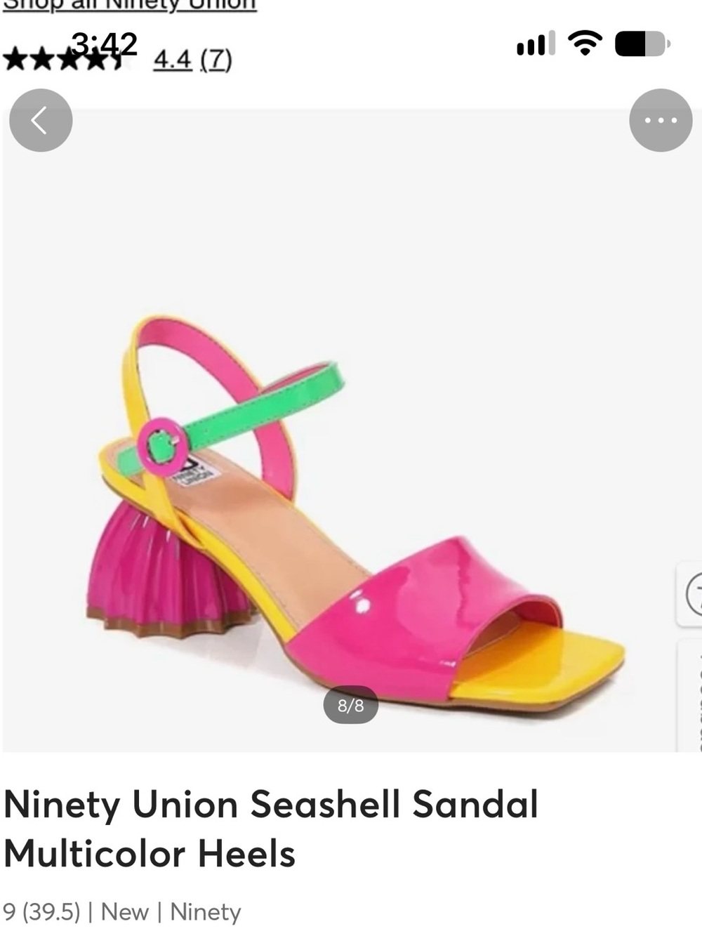 Ninety Union Multicolor Seashell Heel Sandal - Pink/Yellow/Green